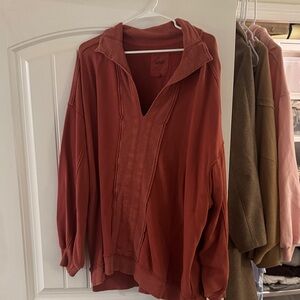 aerie Brick Red Pullover Top
